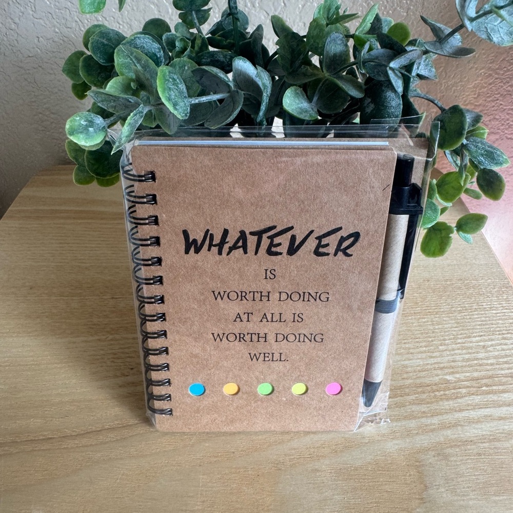 Inspirational Spiral Notebook with Pen and Sticky Notes